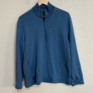 Icebreaker Men’s L Merino Wool Half Zip Pullover Blue Sweater Classic